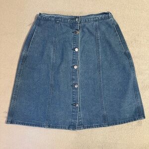 Denim A-Line Skirt Allegra K Small Button Pockets 90s Western Y2K Retro Boho